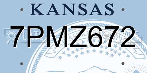 7PMZ672 Kansas License Plate