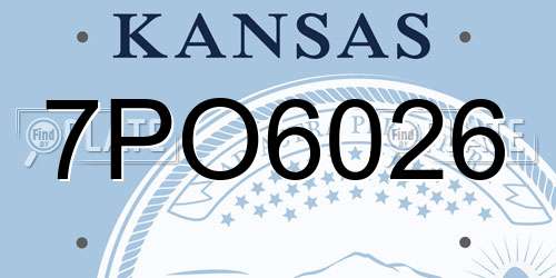7PO6026 Kansas License Plate