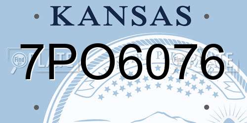 7PO6076 Kansas License Plate