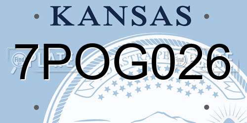 7POG026 Kansas License Plate