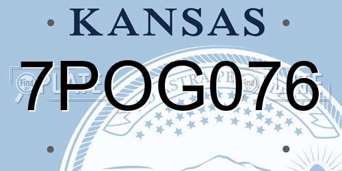 7POG076 Kansas License Plate