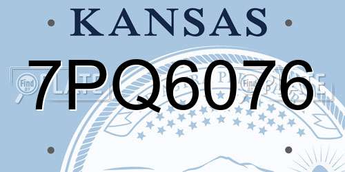 7PQ6076 Kansas License Plate