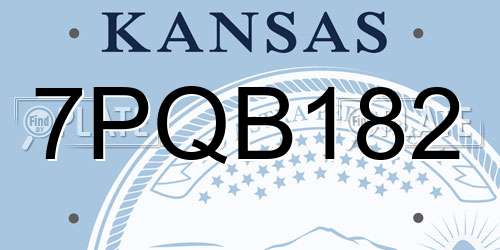 7PQB182 Kansas License Plate