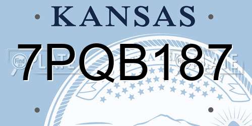 7PQB187 Kansas License Plate