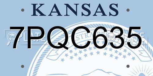 7PQC635 Kansas License Plate