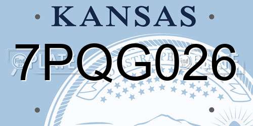7PQG026 Kansas License Plate