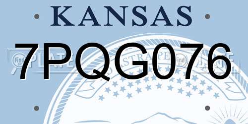 7PQG076 Kansas License Plate