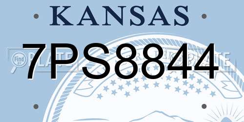 7PS8844 Kansas License Plate