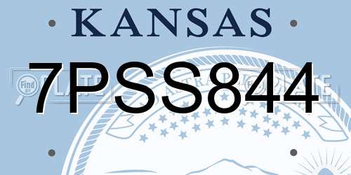 7PSS844 Kansas License Plate