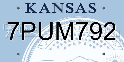 7PUM792 Kansas License Plate