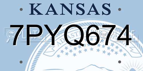 7PYQ674 Kansas License Plate