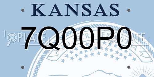 7Q00P0 Kansas License Plate