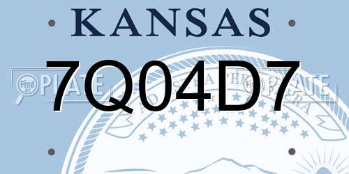 7Q04D7 Kansas License Plate