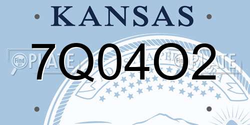 7Q04O2 Kansas License Plate
