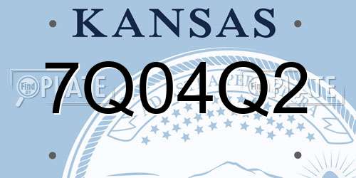 7Q04Q2 Kansas License Plate