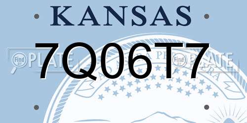 7Q06T7 Kansas License Plate