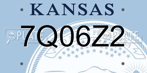 7Q06Z2 Kansas License Plate