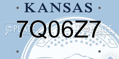 7Q06Z7 Kansas License Plate