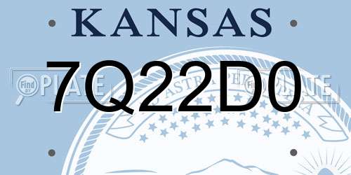 7Q22D0 Kansas License Plate