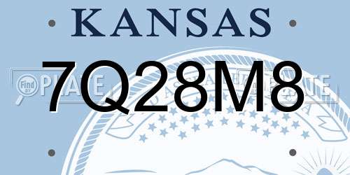 7Q28M8 Kansas License Plate