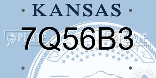 7Q56B3 Kansas License Plate