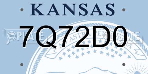 7Q72D0 Kansas License Plate