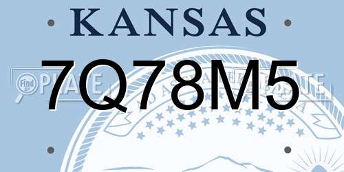 7Q78M5 Kansas License Plate