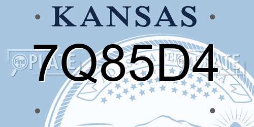 7Q85D4 Kansas License Plate