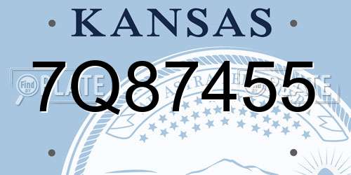 7Q87455 Kansas License Plate