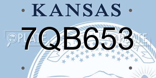 7QB653 Kansas License Plate