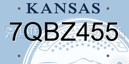 7QBZ455 Kansas License Plate