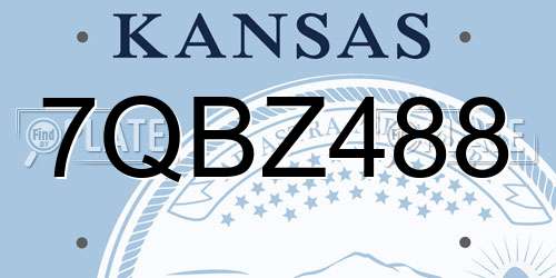 7QBZ488 Kansas License Plate