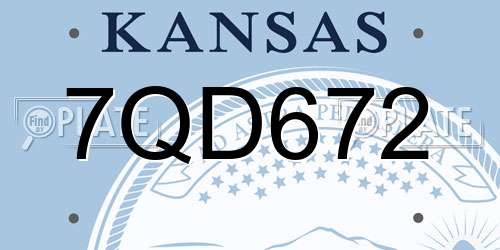 7QD672 Kansas License Plate