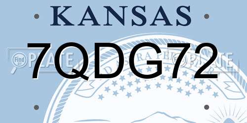 7QDG72 Kansas License Plate