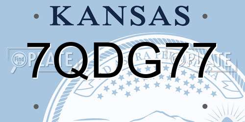 7QDG77 Kansas License Plate