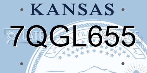 7QGL655 Kansas License Plate