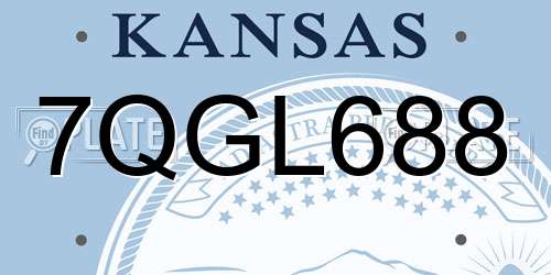 7QGL688 Kansas License Plate