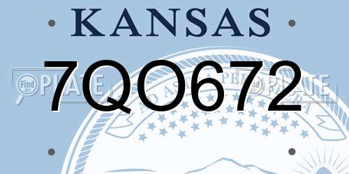 7QO672 Kansas License Plate