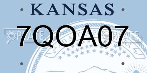 7QOA07 Kansas License Plate