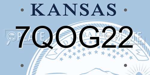 7QOG22 Kansas License Plate