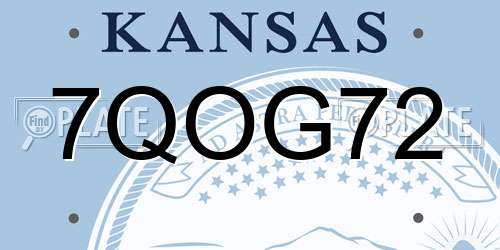 7QOG72 Kansas License Plate