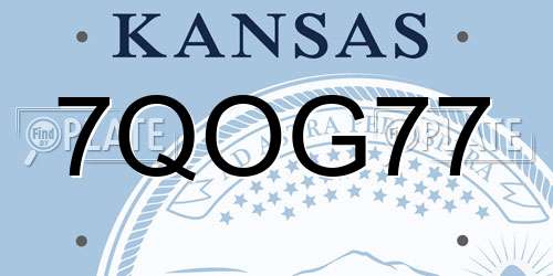 7QOG77 Kansas License Plate