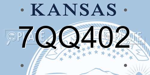 7QQ402 Kansas License Plate