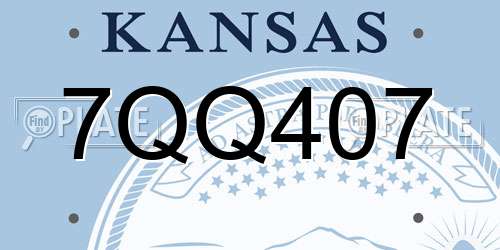 7QQ407 Kansas License Plate