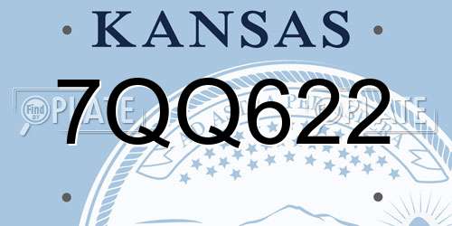 7QQ622 Kansas License Plate