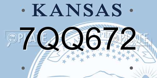 7QQ672 Kansas License Plate