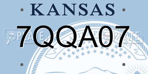 7QQA07 Kansas License Plate
