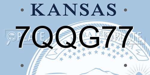 7QQG77 Kansas License Plate