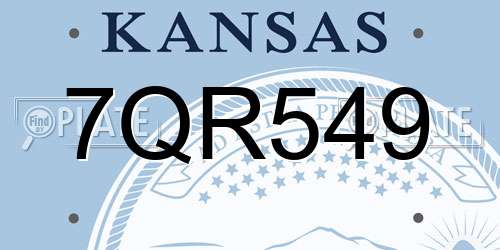 7QR549 Kansas License Plate