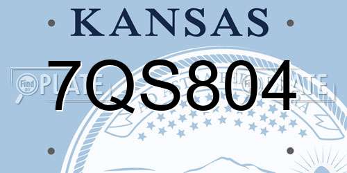 7QS804 Kansas License Plate